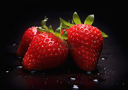 黑色背景草莓特写摄影图片