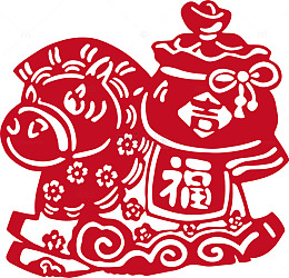 剪纸风羊年福字图案