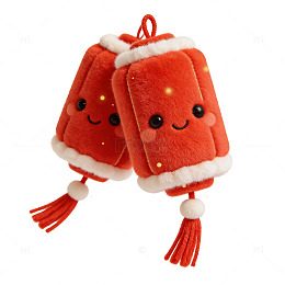 新年春节红色灯笼可爱毛绒玩具免扣元素