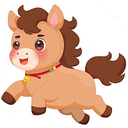 春节过年小马驹开心奔跑传统节日插画