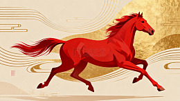 红色骏马艺术插画