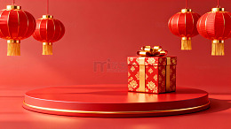 喜庆节日礼盒展示场景
