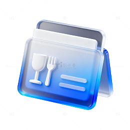 蓝透明餐具文件夹图标