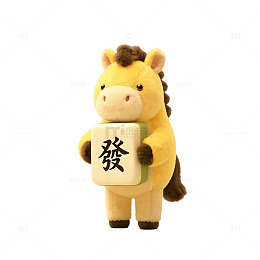 新年发财马毛绒玩具公仔免扣元素