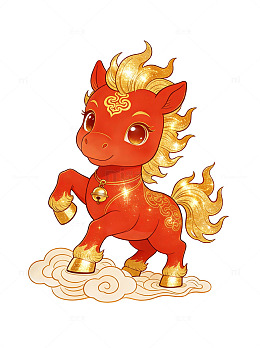 2026马年卡通神兽新年祝福图案设计元素