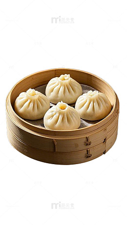 小笼包竹蒸笼美食摄影