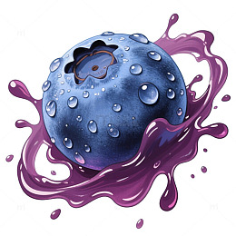 爆浆带水珠的蓝莓