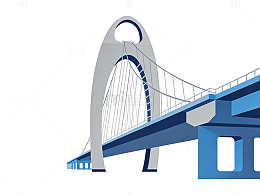 现代风格桥梁建筑矢量插画