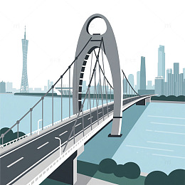 城市桥梁插画设计图