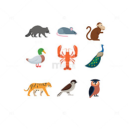 卡通公园动物集合插画