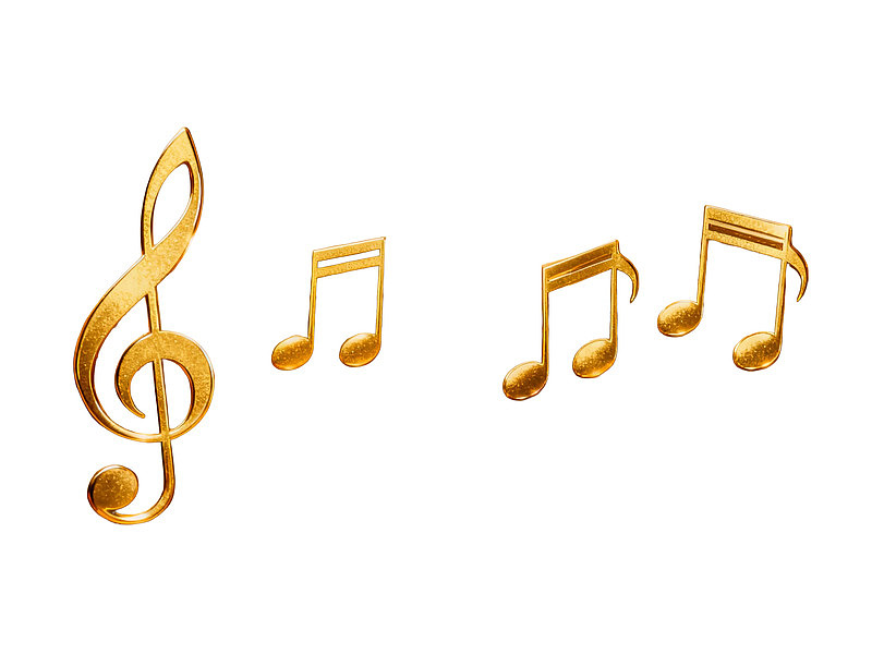 金色音符与高音谱号装饰