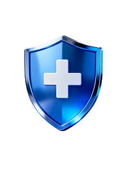 蓝色盾牌图标带白色十字