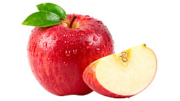 红苹果带绿叶切片新鲜多汁