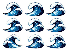 九种蓝色海浪图案集合