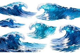蓝色海浪波涛汹涌图片