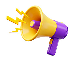 黄紫相间扩音器发出闪电状声波