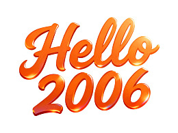 橙色立体艺术字体‘Hello 2006’