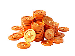 金色星星图案硬币堆图片