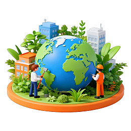 两人协作维护地球生态景观