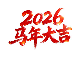 2026马年大吉红色艺术字