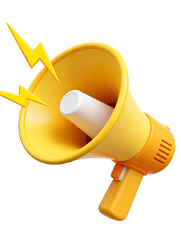 黄色扩音器配闪电图案