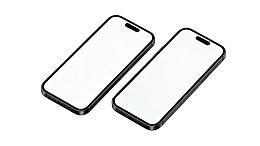 两部黑色边框手机并排展示