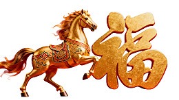 金色骏马旁福字图案图片