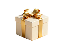 白色礼盒配金色蝴蝶结