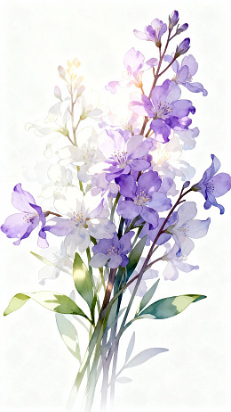 淡雅紫色花卉水彩画图片