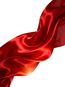 红色丝绸飘带在白色背景上