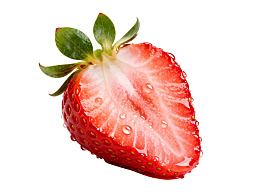 切开的草莓滴着水珠图片