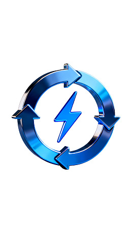 蓝色闪电循环箭头图标