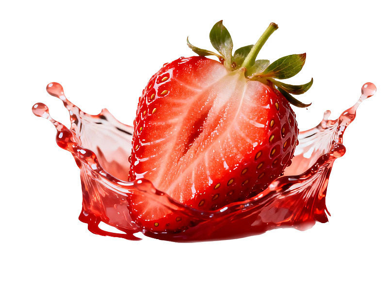 草莓切面溅起红色汁液