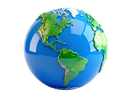 蓝色地球仪展示美洲大陆