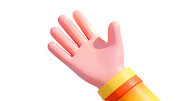 卡通风格挥手的手部特写