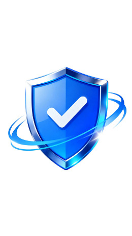 蓝色盾牌带对勾图标图片