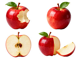 红苹果切片与完整展示