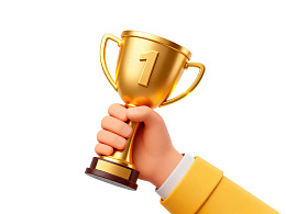 手握金色冠军奖杯图片