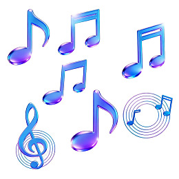 蓝色光泽音符与音波图案