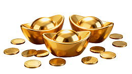 金色元宝与金币的财富象征