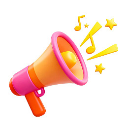 彩色扩音器发出音乐与星星
