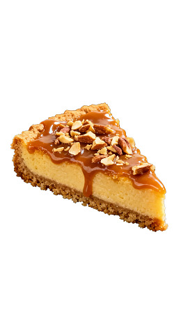一块焦糖坚果芝士蛋糕