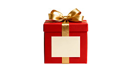 红色礼盒配金色蝴蝶结