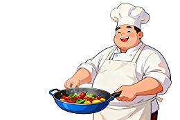 厨师炒菜笑容满面图片