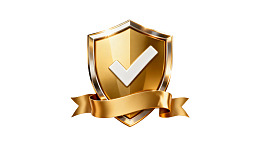 金色盾牌配白色对勾标志