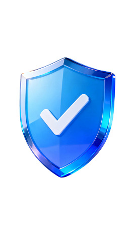 蓝色盾牌带白色对勾图标