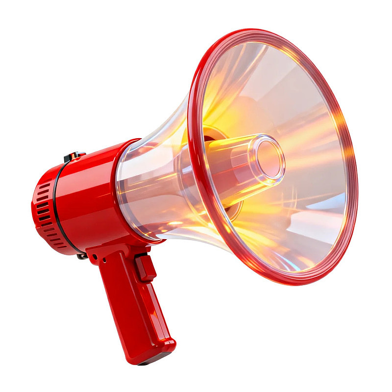 红色扩音器发出光芒图片