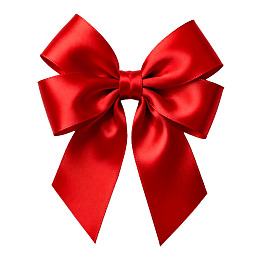 红色缎面蝴蝶结特写图片