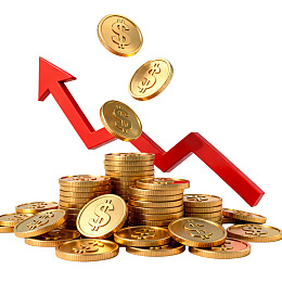 金币堆与上升箭头象征增长