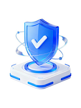 蓝色盾牌图标象征安全防护